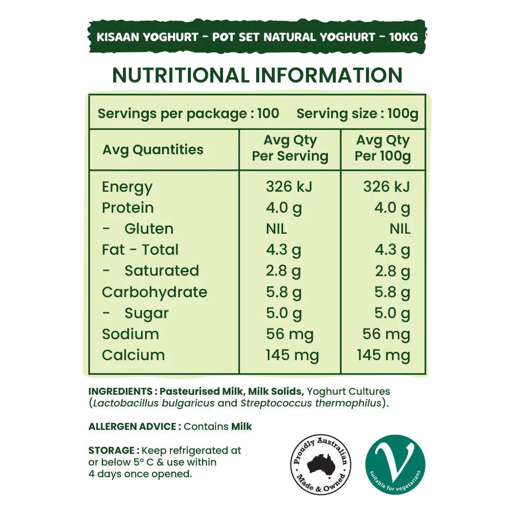 Kisaan Pot Set Yoghurt - 10Kg