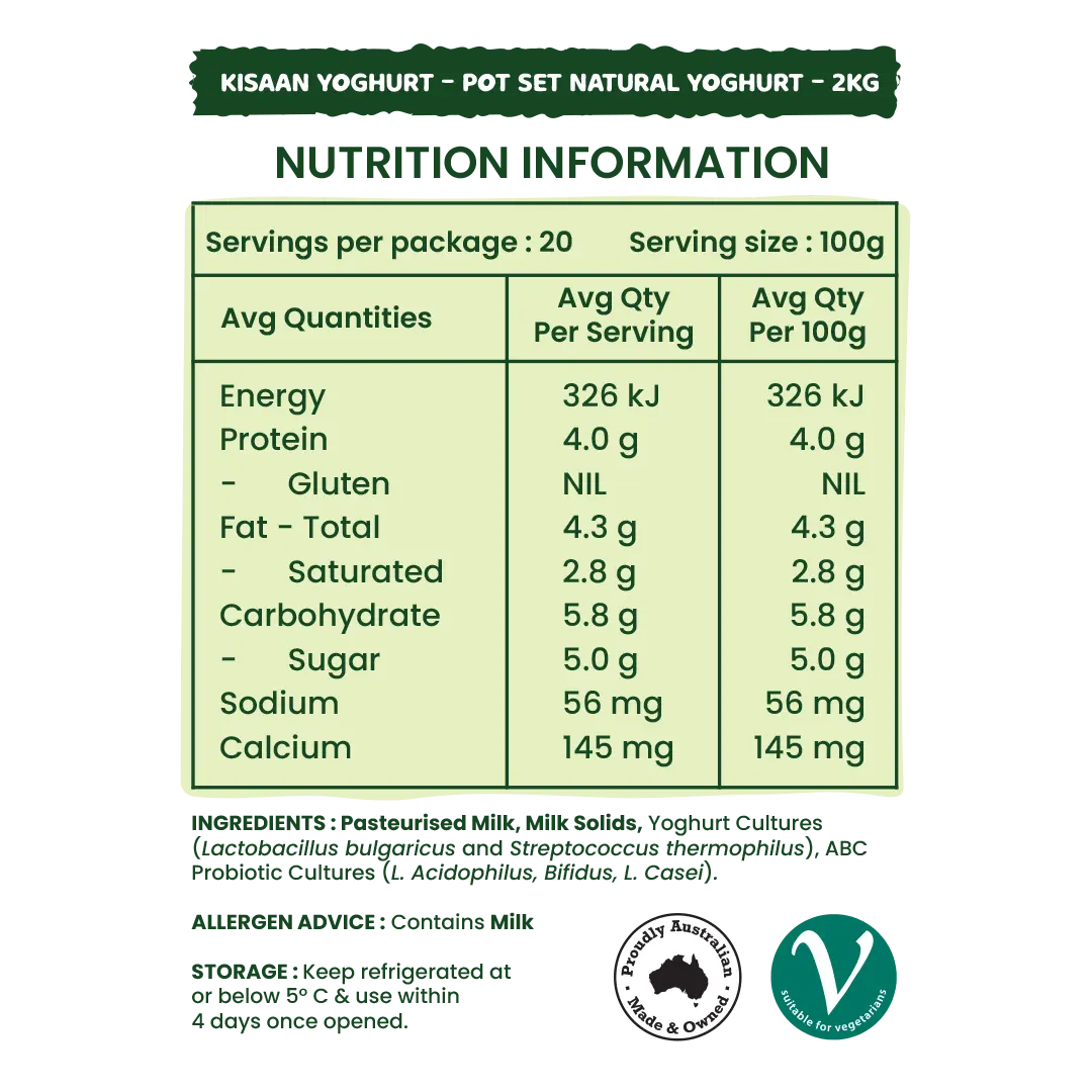 Kisaan Pot Set Yoghurt - 2Kg