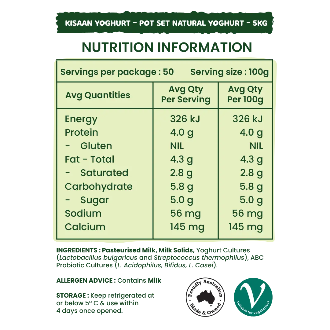 Kisaan Pot Set Yoghurt - 5Kg